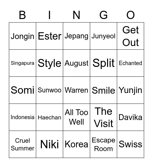 Warren’s Board Bingo Card