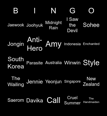 Jaewook Bingo Card