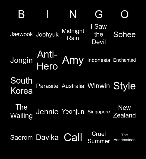 Jaewook Bingo Card