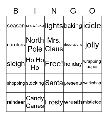 Christmas Bingo Card