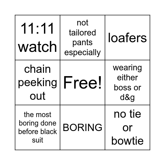 Benny Boy's Shadow Daddy Show premiere look bingo! Bingo Card