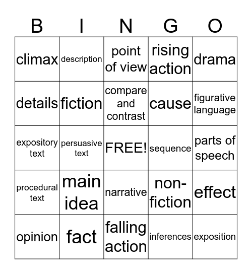 Ms. Ferguson's Reading Bingo Card