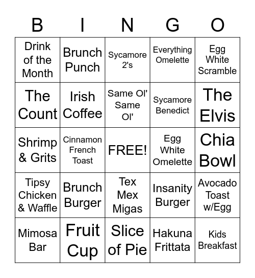 Server Bingo Card