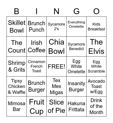 Server Bingo Card