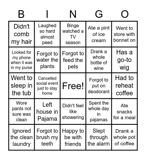 Hot Mess Bingo Card