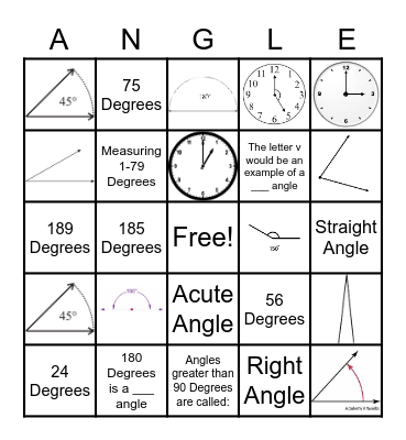 Angles Bingo Card