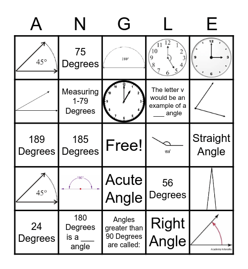 Angles Bingo Card