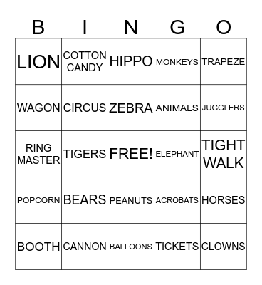 CIRCUS Bingo Card