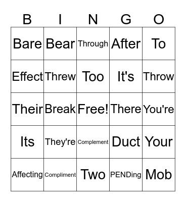 LANGUAGE BA REVIEW Bingo Card