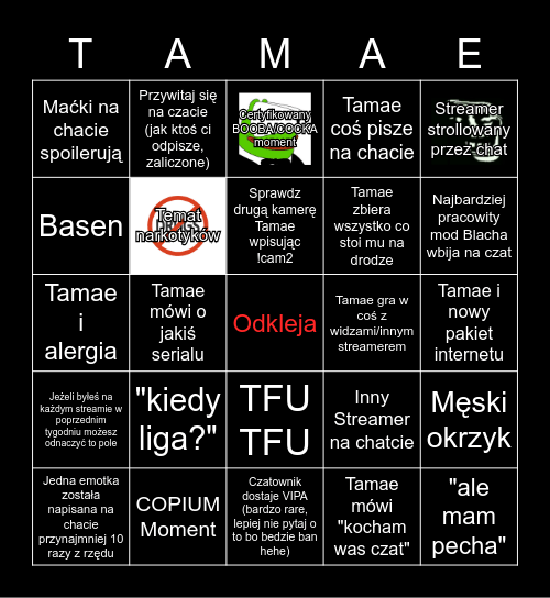 Tamae Bingo Card