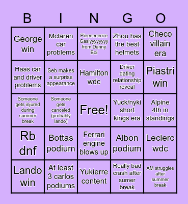 ☆F1 2023☆ Bingo Card