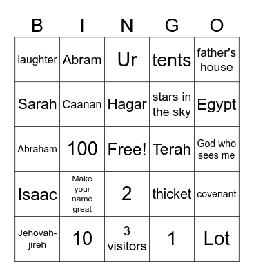 Bible Bingo Card