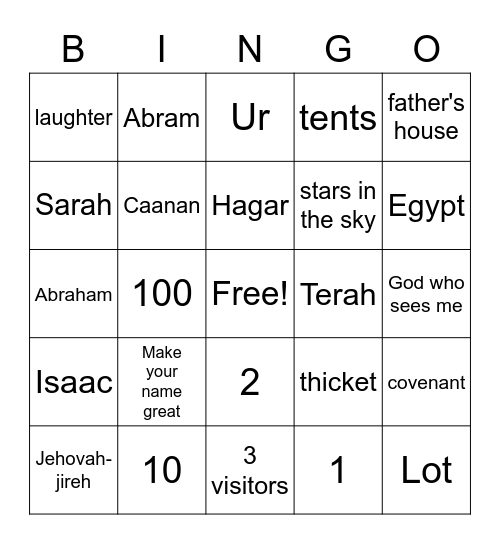 Bible Bingo Card