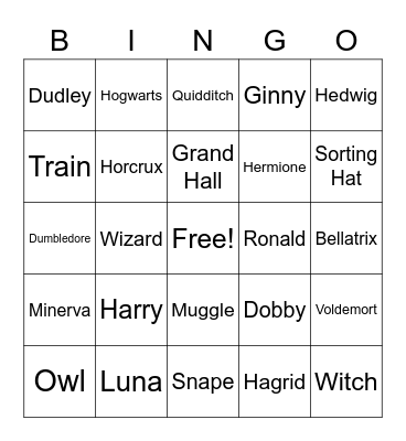 Harry Potter Bingo Card