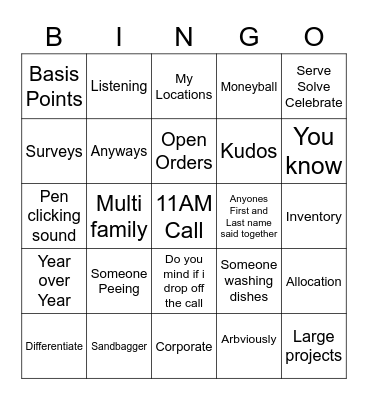 Friday 11AM Call Bingo Card