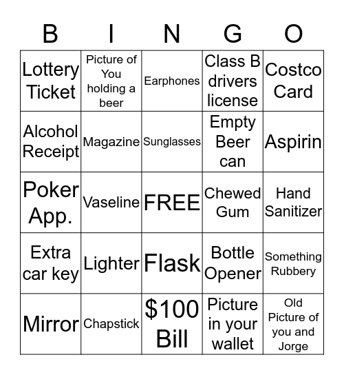 BUS BINGO Card