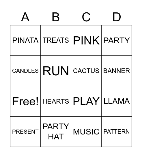 A Whole Llama Fun Bingo Card