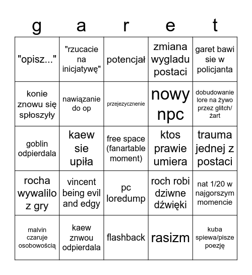 nowokrag bingo Card