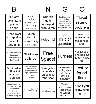 CT GamerCon 2023 Bingo Card