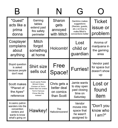 CT GamerCon 2023 Bingo Card