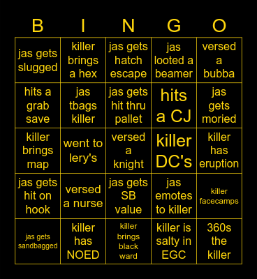 DBD BINGO W? ALLTHATJASSS Bingo Card