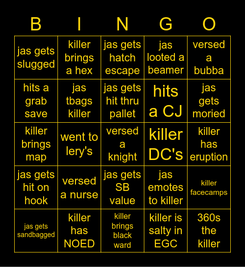 DBD BINGO W? ALLTHATJASSS Bingo Card