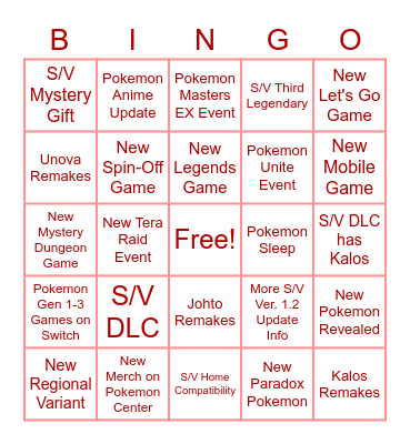 Pokemon Day 2023 Bingo Card