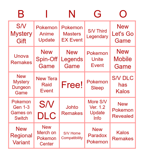 Pokemon Day 2023 Bingo Card