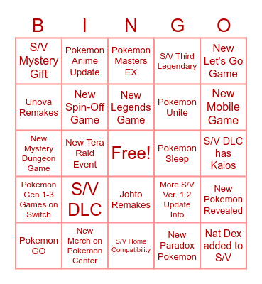 Pokemon Day 2023 Bingo Card