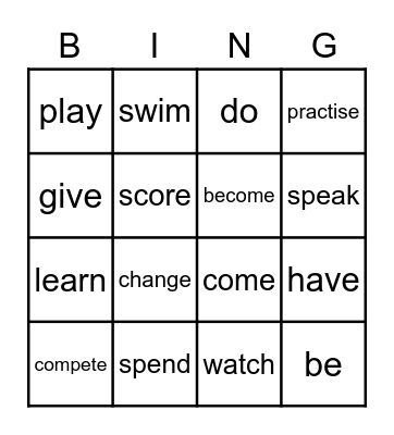 EPlus 1 The Simple Past Bingo Card