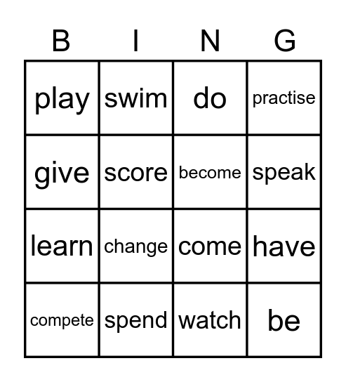 EPlus 1 The Simple Past Bingo Card