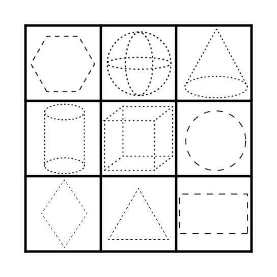 2D and 3D Shapes Bingo Card