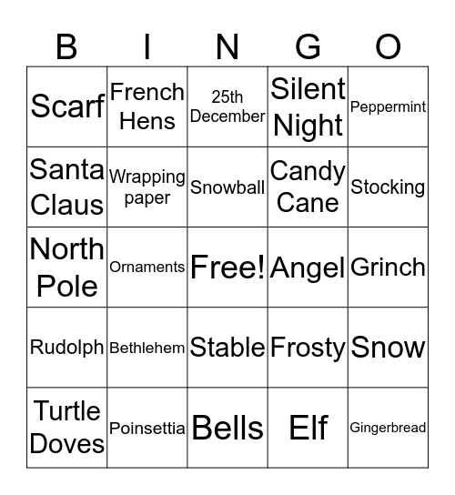 Patient Accounts Week 2015 Christmas Bingo Card