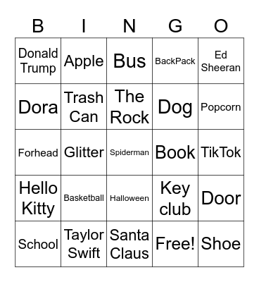 Key Club Ice Breaker Bingo Card