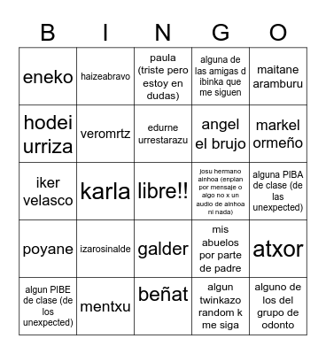 gente q puede q me felicite pero kinda nose Bingo Card