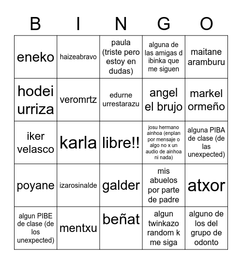 gente q puede q me felicite pero kinda nose Bingo Card