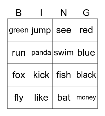 PHONICS 1A, TERM 4, CLASS 1 Bingo Card