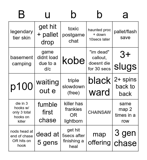 dead by bingo Card