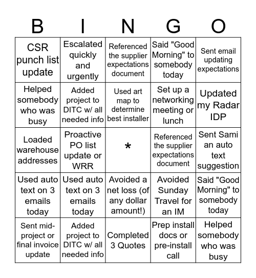 D&I Christmas Bingo Card