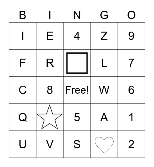 Kindergarten Readiness Bingo Card