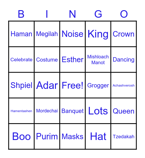 PURIM Bingo Card