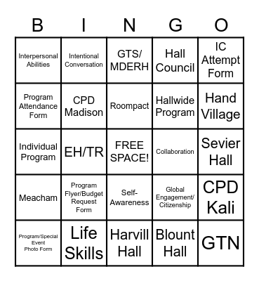 CPD Bingo! Bingo Card