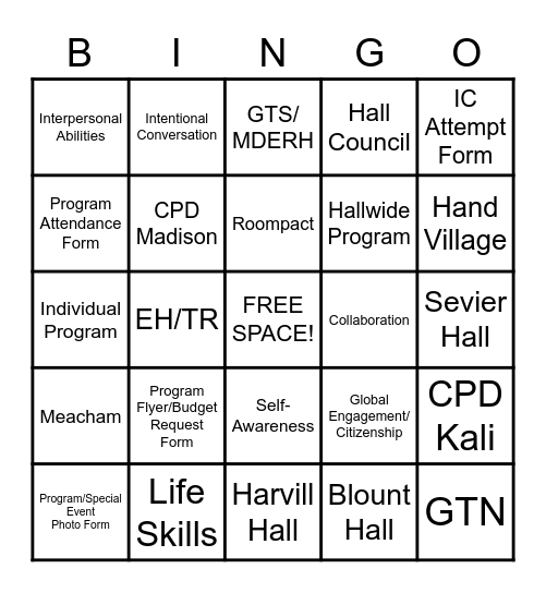 CPD Bingo! Bingo Card