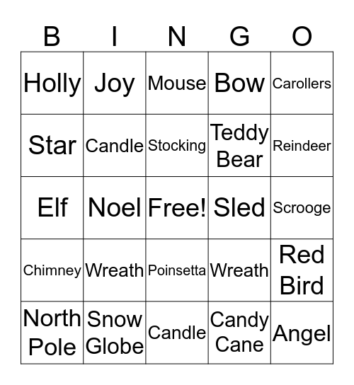 Holiday Bingo Card