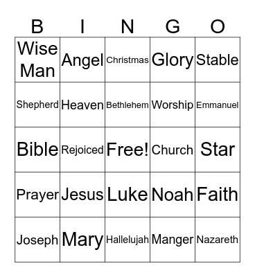 Happy Birthday Jesus Bingo Card