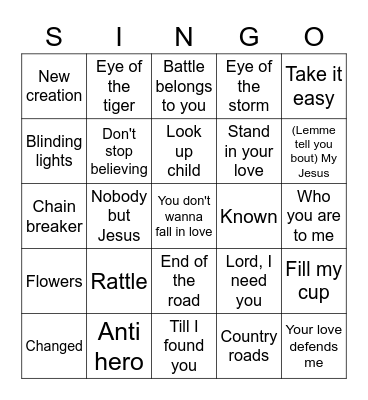 SOUL Singo Bingo Card