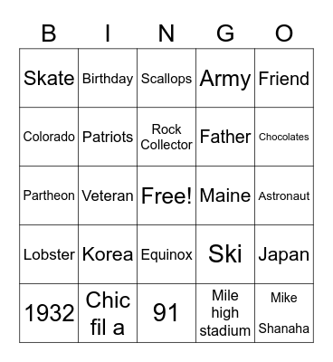HARRY’S 91st BIRTHDAY Bingo Card