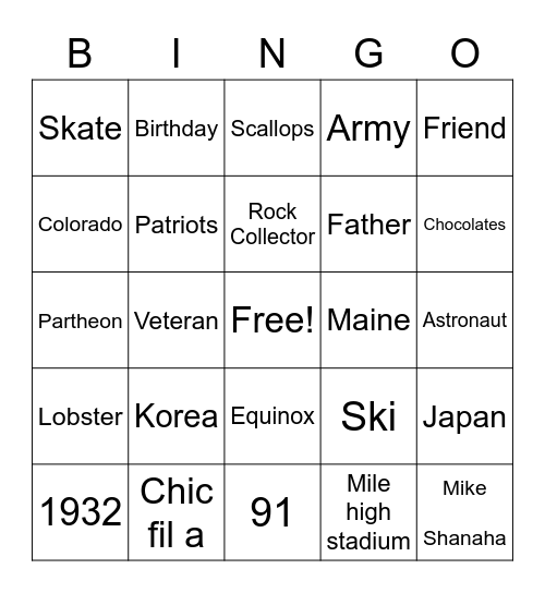 HARRY’S 91st BIRTHDAY Bingo Card