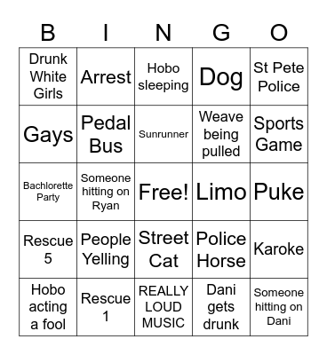 Downtown St. Pete Bingo Card