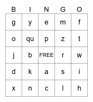 Beginning, Middle, and Ending Sounds Bingo Card